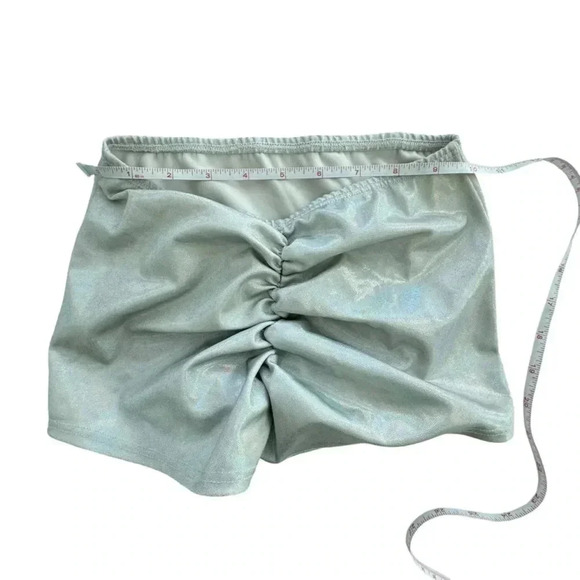 Scrunch High Waisted Festival Booty Shorts Opal Holographic Rave Party - Picture 4 of 5